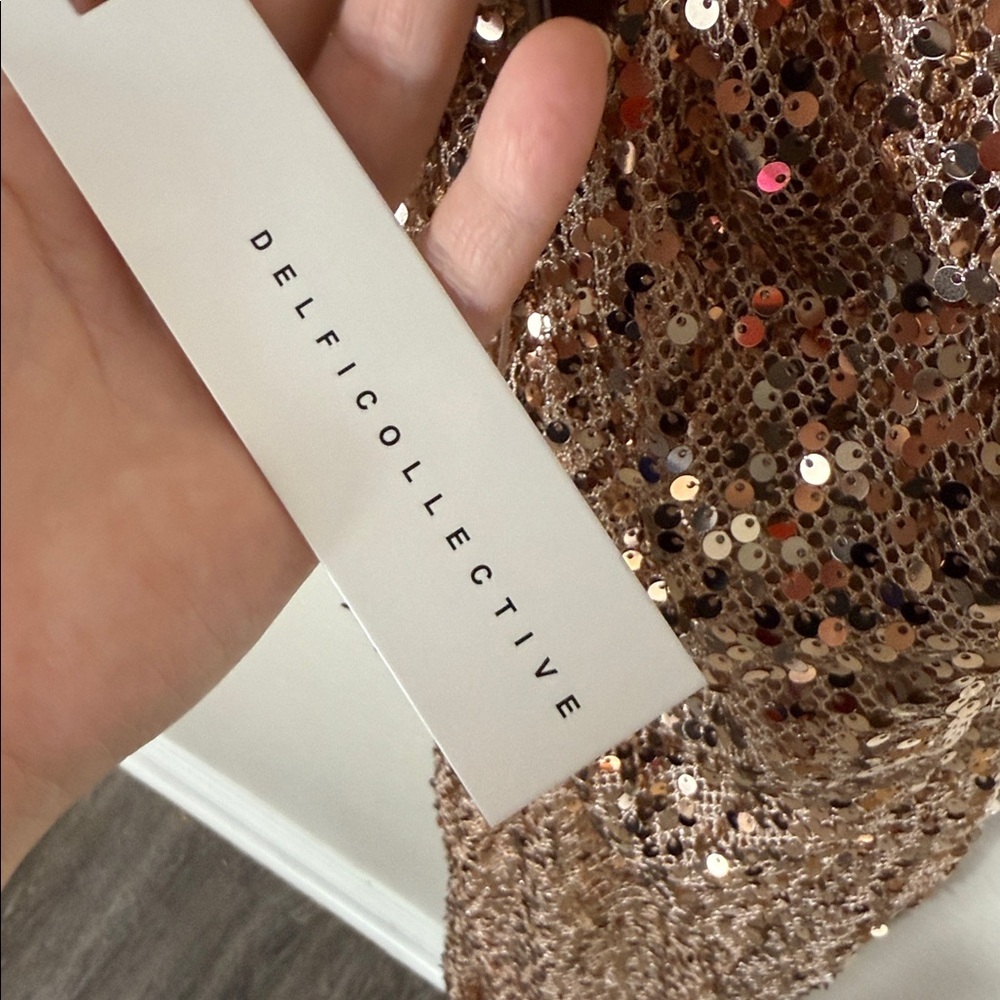 Delfi Collective Avelie Ruched Sequin Dress in Nude - Picture 13 of 16